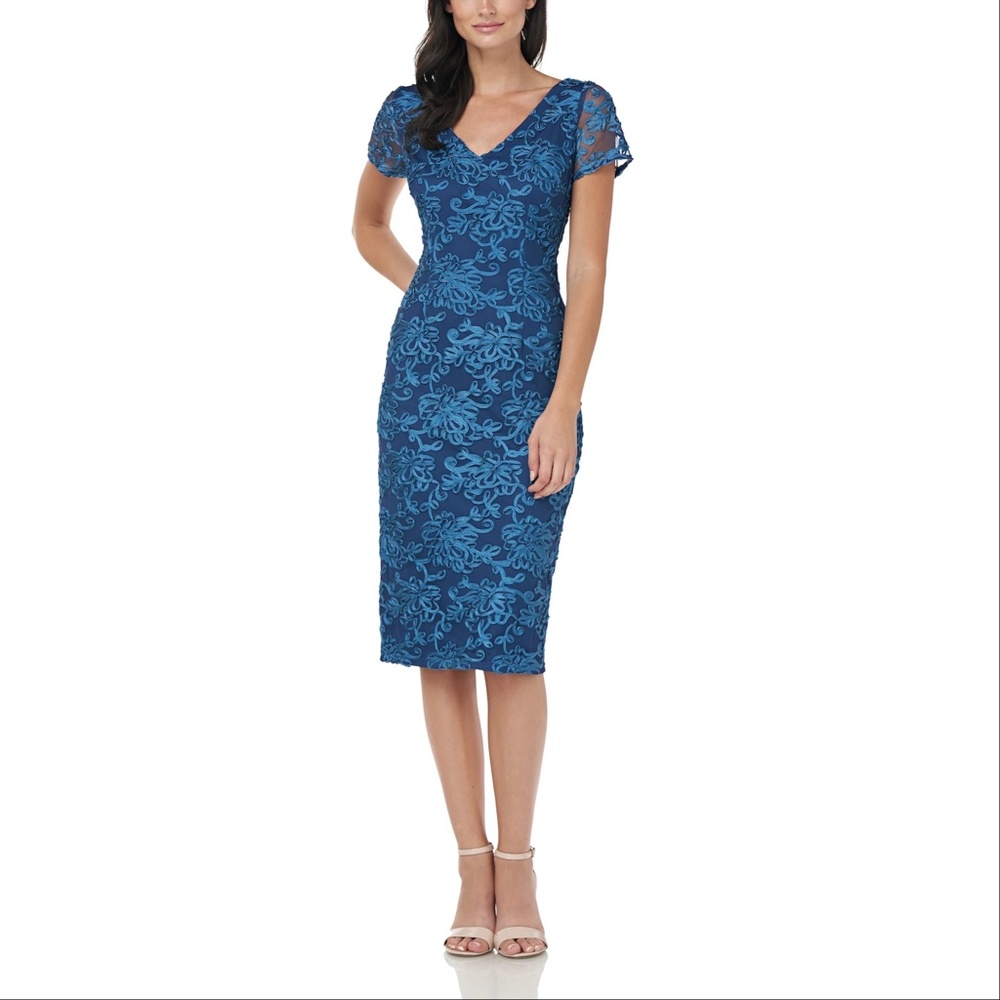 JS Collections V-Neck Soutache Cocktail Dress